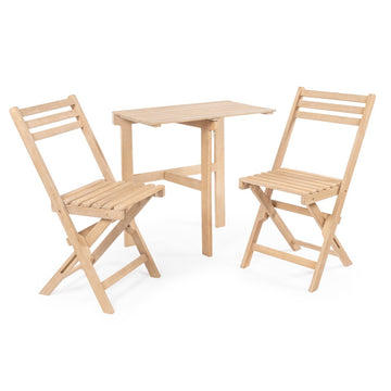 Nerja Modern Traditional 3-Piece Acacia Wood Outdoor Folding Bistro Set - JONATHAN Y